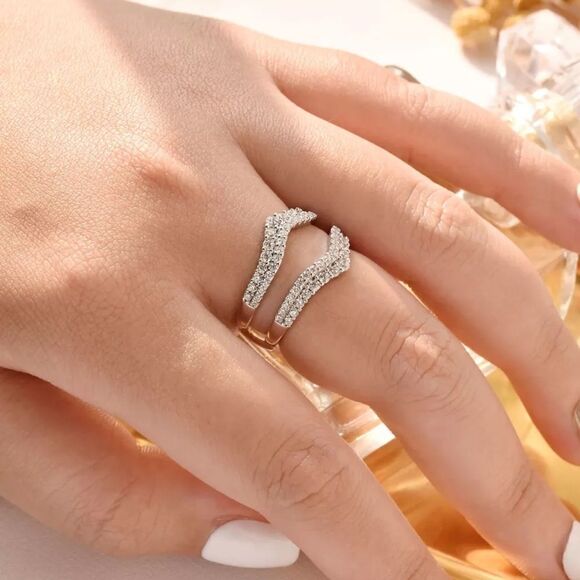 NEW 925 Sterling Silver Diamond Bridal Ring Enhancer Guard for Engagement Rings - Picture 2 of 9